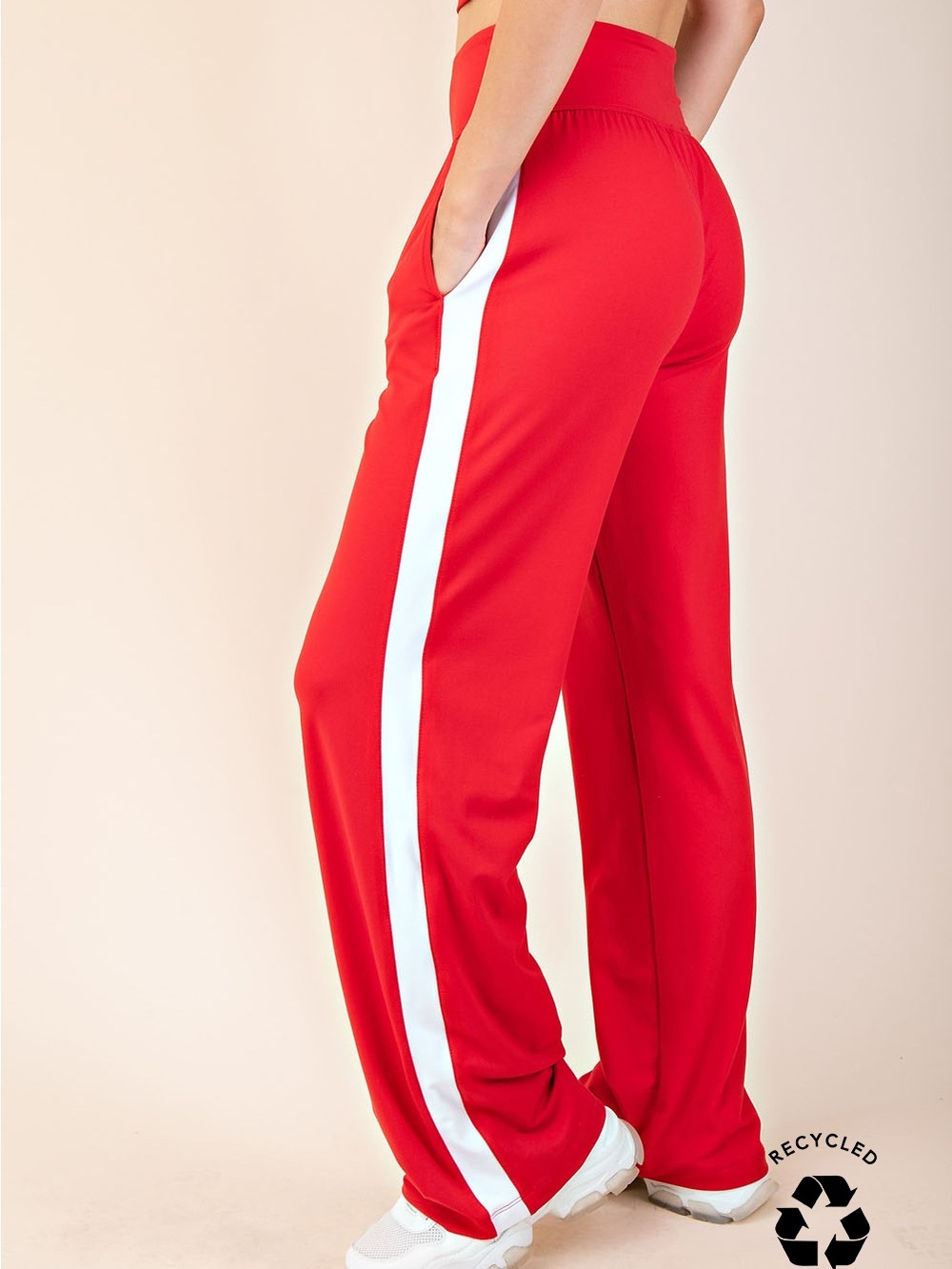 Rae Mode buttery soft Red Track Pants with White Side Stripe